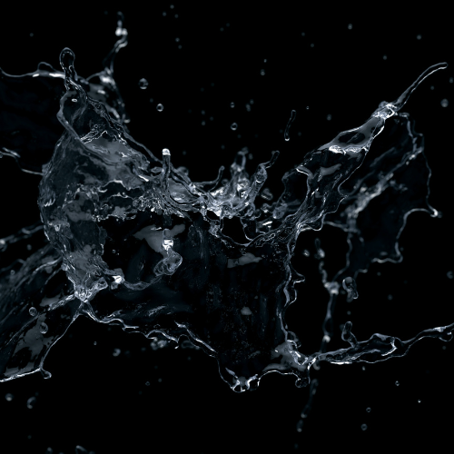 Close-up of water splashes on a black background