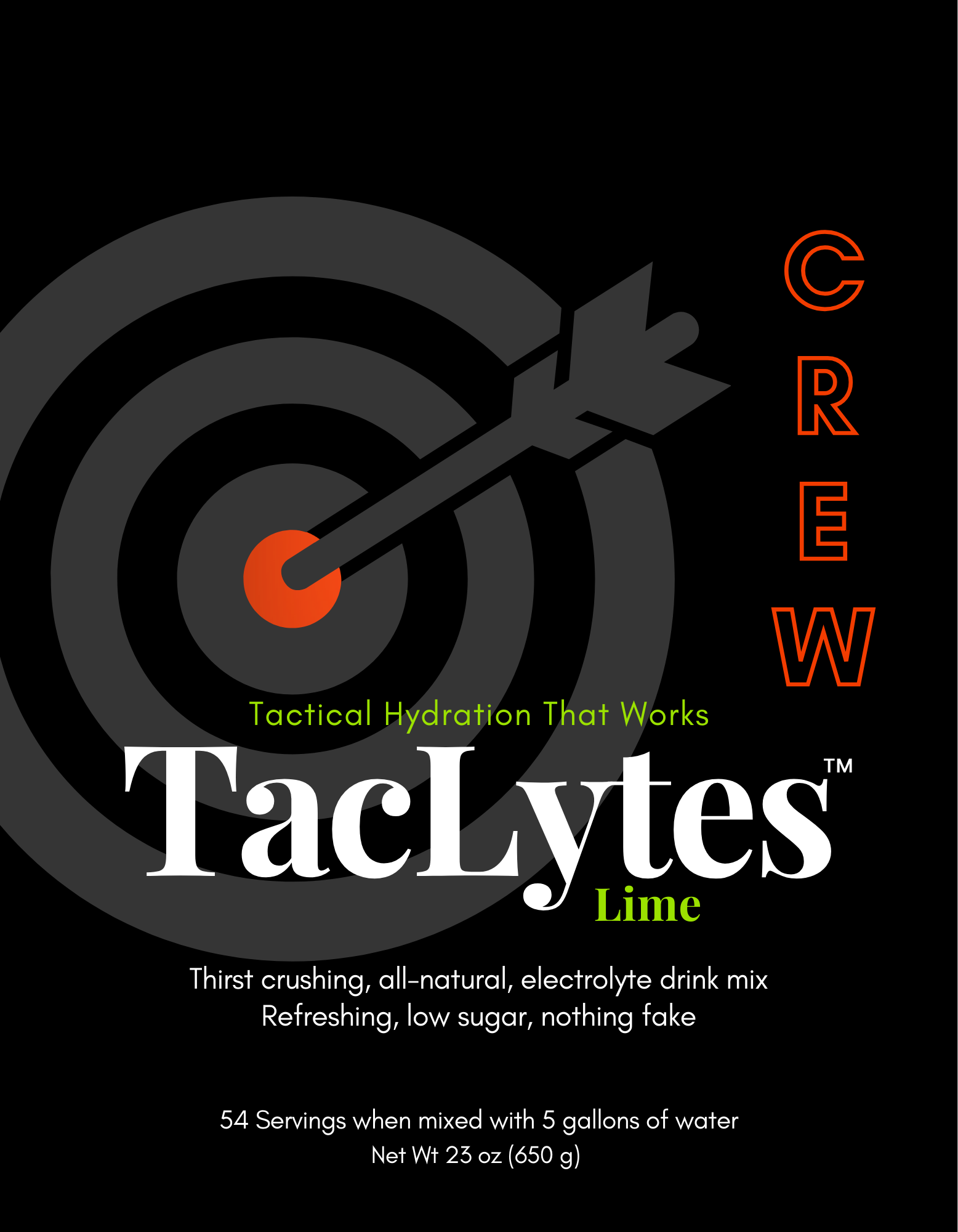 TacLytes Lime drink mix packaging with target and arrow design on a black background